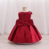 levne Párty šaty-Batole Dívčí Šaty na párty Pevná barva Bez rukávů Výkon Svatební Kravatový uzel Roztomilý Princeznovské Polyester Midi Šaty na párty Léto Jaro 3-7 let Světlá růžová Rubínově červená Trávová zelená