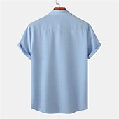 economico Casual da lavoro-Per uomo Camicia Camicia di lino Camicia in cotone e lino Camicia Estiva Camicia casual Camicia da Spiaggia Semplice Vacanza Casuale Nero Rosa Verde scuro Viola chiaro Manica Corta Bavero Estate