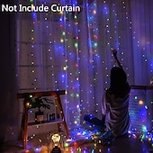 abordables Proyector de la lámpara  y proyector láser-Cortina de luces de hadas, cadena de luces, 8 modos con control remoto, luces decorativas para fiestas de Navidad, bodas, alimentadas por USB