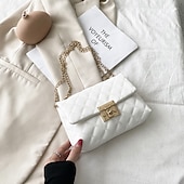 olcso Kézitáskák és bevásárlótáskák-Női Kézitáska Crossbody táska Válltáska Mobiltelefon táska PU bőr Iroda Napi Csat Állítható Nagy kapacitás Vízálló Tömör szín Fekete Fehér Bézs