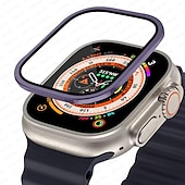 cheap Smartwatch Screen Protectors-Watch Case for Apple Watch Ultra 49mm Screen Protector 49mm 9H Tempered Glass Titanium Alloy Frame Keep Original Touch Sensitive Lightweight Protective Glass Film for iwatch Ultra 49mm