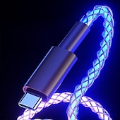 billiga Mobiltelefon kablar-snabbladdning rgb kabel 100w andningsljus 66w typ c usb c datakabel för iphone samsung android micro 30w snabbladdningskabel