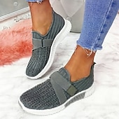 abordables Zapatillas de mujer-Mujer Zapatillas de deporte Slip-Ons Zapatos blancos Tallas Grandes Zapatos Flyknit Exterior Diario Tacón Plano Dedo redondo Deportivo Casual Minimalismo Zapatos para correr Flying Weaving Mocasín