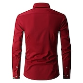 economico Camicie Button Down da uomo-Per uomo Camicia Camicie Camicia abbottonata Resistente alle rughe Camicia con bottoni Liscio Matrimonio Ufficio e carriera Nero Bianco Vino Blu reale Manica lunga Collo ripiegabile Primavera