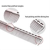 baratos Pentes e escovas de cabelo-4 pçs pente de aço inoxidável profissional pente de alumínio para todos os tipos de cabelo pente de estilo de cabelo pente de corte fino pente de rabo de rato pente de desembaraçar