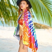 abordables ensembles de serviettes de plage-Serviette de plage tie dye, serviettes de plage de couleur hippie sans sable surdimensionnées, grande serviette de bain douce sup, serviette de bain absorbant l&#039;eau pour hommes, femmes, voyage,