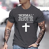 お買い得  メンズグラフィックTシャツ-男性用 レタード グラフィック 十字架 Tシャツ グラフィックTシャツ コットン 半袖 グラフィック シャツ ブラック ホワイト ネイビーブルー 快適なTシャツ アウトドア ストリート ファッションデザイナーの衣類
