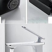 abordables Classiques-mitigeur lavabo mitigeur lavabo sur gorge, monobloc mitigeur céramique mitigeur lavabo avec flexible eau froide et eau chaude noir doré blanc chrome