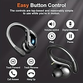 お買い得  ワイヤレスヘッドホン-ランニング用ワイヤレス イヤフォン IPX7 防水 イヤフォン イヤーフック付き 60時間バッテリー デュアル LED ディスプレイ ピュアバス音