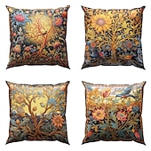 baratos Estilo Vintage-4.0 pçs Poliéster Cobertura de Almofada, Imprimir Art Deco Vintage Lazer Quadrada Tradicional Clássico