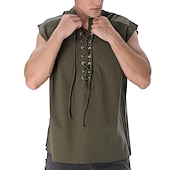 halpa Topit-Retro / vintage Keskiaika Renessanssi Liivi T-paita Merirosvo Viikinki Naamiaispuku Miesten Merirosvo Halloween Karnevaali Naamiaiset LARP Aikuisten Pusero Kevät kesä