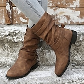 levne Kotníkové boty-Dámské Boty Slouchy boty Větší velikosti Venkovní Denní Pevná barva Boty do lýtka Zima Kačenka Oblá špička Elegantní Na běžné nošení Pohodlné PU Povaleč Černá Hnědá Šedá