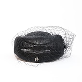 preiswerte Faszinationen-Hüte Sinamay Scheibenhut Pillbox-Hut Schleierhut Cocktail Abendgesellschaft Elegant Britisch Mit Schleife Tüll Kopfschmuck Kopfbedeckung