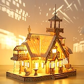 levne Skládačky-3D dřevěné puzzle vila dům královský hrad se světelnou montážní hračkou pro dospělé kutily modelové sady stolní dekorace pro dárek