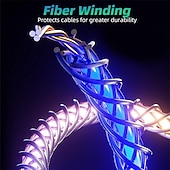 billiga Mobiltelefon kablar-snabbladdning rgb kabel 100w andningsljus 66w typ c usb c datakabel för iphone samsung android micro 30w snabbladdningskabel