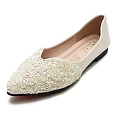 cheap Women&#039;s Flats-Women&#039;s Pointed Toe Rhinestone Flats – Elegant Glitter Slip-On Shoes for Wedding, Party, and Evening Wear