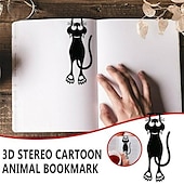 preiswerte Buchstützen &amp; Lesezeichen-1 Stück schwarze Katze Kunststoff-Lesezeichen-Umschlagschild, ausgehöhlte Mini-3D-Tier-Lesezeichen, Geschenk zum Schulanfang