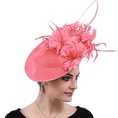 halpa Juhlahatut-fascinators sinamay Muodollinen Kentucky Derby Hevoskilpailu Naisten päivä cocktail Tyylikäs Morsius Kanssa Sulilla Päähine Päähineet