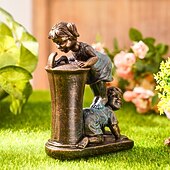 Недорогие садовые скульптуры и статуи-садовая статуя фонтана флуоресцентный свет ночью детская прихоть античная бронзовая скульптура фонтана ландшафтный дизайн украшение для сада газон патио балкон художественный декор