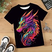 levne 3D zvířata pro chlapce-Chlapecké 3D Grafika Zvíře Drak Tričko Košilky Krátký rukáv 3D tisk Léto Jaro Aktivní Sportovní Módní Děti 3-12 let Venkovní Ležérní Denní Běžný