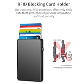 cheap Card Holders &amp; Cases-Slim Aluminum Card Holder Wallet ID Credit Card Holder Mini RFID Blocking Automatic Pop Up Bank Card Case Organizer