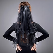 cheap Wedding Veils-Two-tier Personalized / Pearls Wedding Veil Elbow Veils with Faux Pearl / Satin Bow Tulle