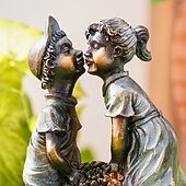 Недорогие садовые скульптуры и статуи-садовая статуя фонтана флуоресцентный свет ночью детская прихоть античная бронзовая скульптура фонтана ландшафтный дизайн украшение для сада газон патио балкон художественный декор