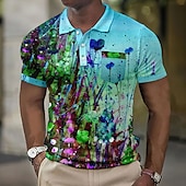 economico Polo stampata da uomo-Per uomo Stampe astratte Polo a nido d&#039;ape Magliette polo Polo con risvolto Polo con bottoni Camicia da golf Golf Manica corta Camicia Collo ripiegabile Esterno Strada Blu-verde Blu Viola Arancione