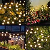 preiswerte Bodenlichter-Solarbetriebene Glühwürmchen-Lichter, 4er-Pack 8-LED-Solar-Gartenlichter, Glühwürmchen-Lichter für den Außenbereich, wasserdicht mit Fernbedienung, 8 Beleuchtungsmodi, Solar-Außenleuchten, dekorativ