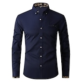 economico Camicie Button Down da uomo-Per uomo Camicia Camicie Camicia abbottonata Resistente alle rughe Camicia con bottoni Liscio Matrimonio Ufficio e carriera Nero Bianco Vino Blu reale Manica lunga Collo ripiegabile Primavera