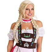  Oktoberfest-Bier-Cosplay-Perücken, lustige Kostüme, bayerische blonde Zopfperücke, blonde Damenperücke für Oktoberfest-Kostüm, Standard
