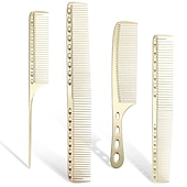 baratos Pentes e escovas de cabelo-4 pçs pente de aço inoxidável profissional pente de alumínio para todos os tipos de cabelo pente de estilo de cabelo pente de corte fino pente de rabo de rato pente de desembaraçar