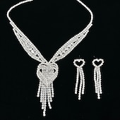 voordelige Sieradensets-Bruidssieradensets 1 set Legering 1 Ketting Oorbellen Dames Modieus Gepersonaliseerde Luxe Kwastje Hart Sieraden set Voor Bruiloft Feest / Avond Lahja