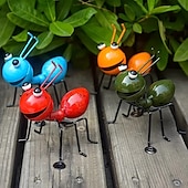 preiswerte Wanddekoration aus Metall-4 Stück Hummel-Wandkunst aus Metall, Kunsthandwerk, Ameisen-Metallskulptur, Gartenameisen-Dekoration, Wandbehang-Dekoration, Garten-Rasen-Dekoration, Innendekoration, farbenfrohe Außendekoration, niedliche Insektenskulptur, Gartendekoration