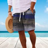 お買い得  幾何学的プリント-男性用 グラフィック カラーブロック サマーショーツ ビーチショーツ ミディアムウエスト ストリートファッション ハワイアン デザイナー カジュアル 日常 祝日 弾性ウエスト 3Dプリント ドローストリング デザイナー 衣類