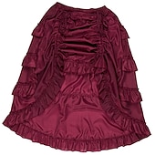 abordables Médiéval-Rétro Vintage Punk et gothique Victoriens Jupe Costume de Cosplay Jupe longue Pirate Femme Cordon Ourlet Asymétrique Couleur unie Halloween Carnaval Carnaval Quotidien Mascarade Adulte Jupe Printemps