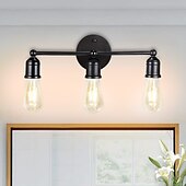 abordables Apliques de pared-juego de iluminación de tocador negro moderno: apliques de pared de baño de 3 luces para espejo, cocina, dormitorio y sala de estar