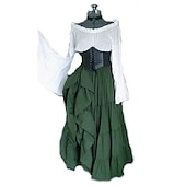 cheap Dresses-Medieval Ankle Length Dress Corset Movie / TV Theme Costumes Viking Outlander Fancy Dress Women&#039;s Celtic Pirate Fantasy Halloween Carnival Masquerade Party &amp; Evening LARP Ren Faire Teen Adults&#039; Dress