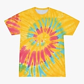 billige Retro grafikk-Disk Tie Dye T-skjorte Animé 3D Graphic Til Par Herre Dame Voksne Maskerade 3D-utskrift Fritid / hverdag