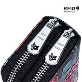 economico porta carte e custodie-portacarte da donna rfid moda portacarte in pelle crosta con doppia cerniera portafogli da donna con stampa floreale 3d di grande capacità