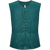 economico Cime-Retrò Vintage Punk &amp; Gotico Medievale Costume Cosplay Gilet Gilet in camoscio Vampiro Pirata Cavaliere Coulisse Costume Per uomo Per donna Unisex Celtico Costumi da pirata Fantasia Halloween