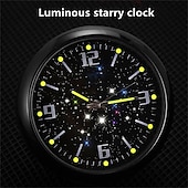 abordables Colgantes y ornamentos para coche-Nueva actualización de accesorios de reacondicionamiento de automóviles con reloj de cielo estrellado luminoso, adornos electrónicos de cuarzo, reloj aplicable para todos los automóviles