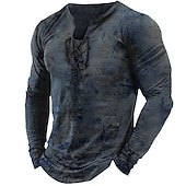 ieftine Tricouri vintage-Bărbați Tricou Grafic Harta lumii Guler Îmbrăcăminte Tipărire 3D Zilnic Ieșire Manșon Lung Cu Șiret Imprimeu Poliester Modă Designer Comfortabil