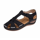 cheap Comfort Sandals-Women&#039;s Casual Comfort Sandals – Vintage Arch Support Velcro Walking Sandals with Hollow Design for Summer &amp; Outdoor Wear
