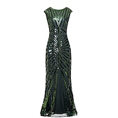 economico Vestiti-Anni Ruggenti Anni 1920 Abito da cocktail Abito Flapper Vestito Costume da festa Il grande Gatsby Paillettes Scollo a V Per donna Natale Halloween Capodanno Matrimonio Feste Ospite di nozze Adulti