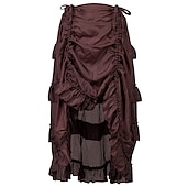 abordables Médiéval-Rétro Vintage Punk et gothique Victoriens Jupe Costume de Cosplay Jupe longue Pirate Femme Cordon Ourlet Asymétrique Couleur unie Halloween Carnaval Carnaval Quotidien Mascarade Adulte Jupe Printemps
