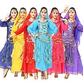 abordables vêtements apac-Femme Costume de danse du ventre Indien Fille indienne Mascarade Adultes Haut Jupe Casque Soirée