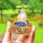 cheap Outdoor Decoration-Orgone Pyramid For Positive Energy And Amethyst Crystal Ball, With Protection From Crystals Energy Generator For Stress Reduce Healing Meditation And Wealth Attraction For Home Decoration
