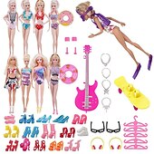voordelige Prinses Pop Speelsets-roze poppenkleertjes en accessoires, 30cm poppenkledingaccessoires 40-delige set combinatieaccessoires badpak zwempak kleine meisje kinderspeelgoedaccessoires