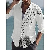 economico Stampa animal-Per uomo Farfalla Piume Camicia Camicia con bottoni Manica lunga Di tendenza Streetwear Originale Esterno Informale Giornaliero Autunno inverno Collo ripiegabile Stampa Bottone giù Rosso / Bianco